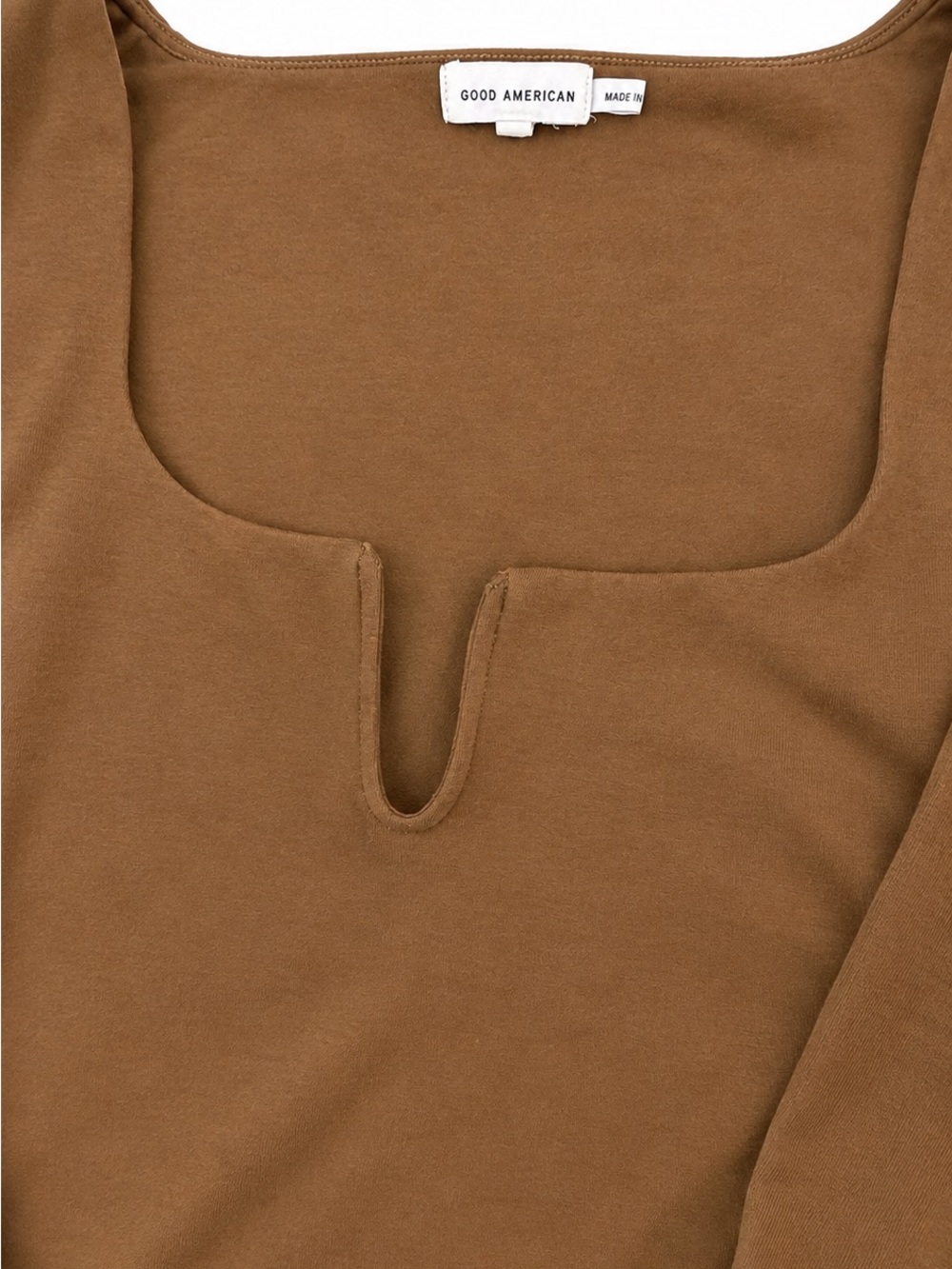 NWOT GOOD AMERICAN V BAR SQUARE NECK BODYSUIT WOMENS SIZE 4 BROWN SCULPTING - Picture 3 of 10